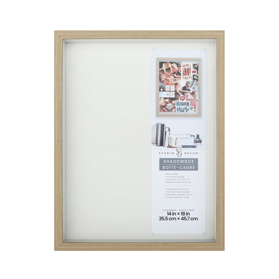 14" x 18" Natural Shadow Box Picture Frame by Studio Décor - Includes Pre-attached Hanging Hardware - Horizontal or Vertical Display - 1 Pack