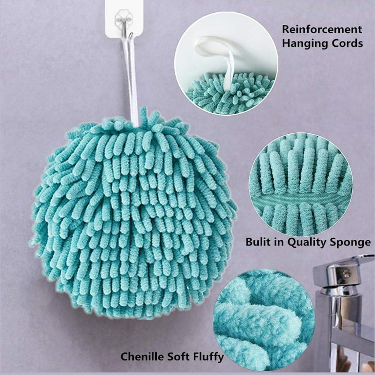 Chenille Hanging Hand Towel Ball with Hanging Loops, Soft