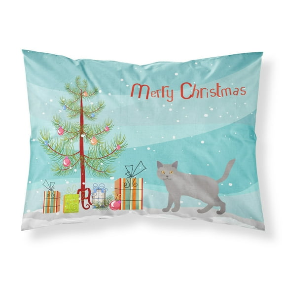 Chartreux 2 Cat Merry Christmas Fabric Standard Pillowcase