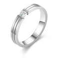 thumbnail image 3 of 6mm Stainless Steel Men Womens White Princess Cut Cz Bands Silver Ring Size 6-13, 3 of 7