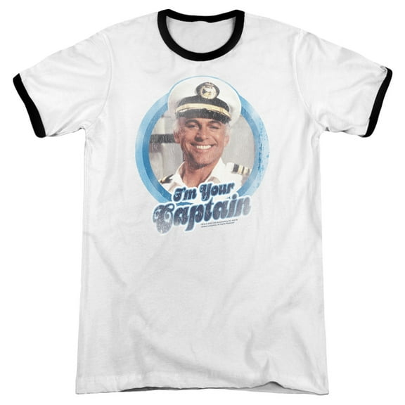 Love Boat Im Your Captain Adult Ringer White Black