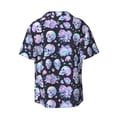 thumbnail image 2 of Haiem Blue Skull Flower Men's Casual Shirts Short Sleeve Button Down Shirts Fashion Textured Summer Beach Shirt-Large, 2 of 7