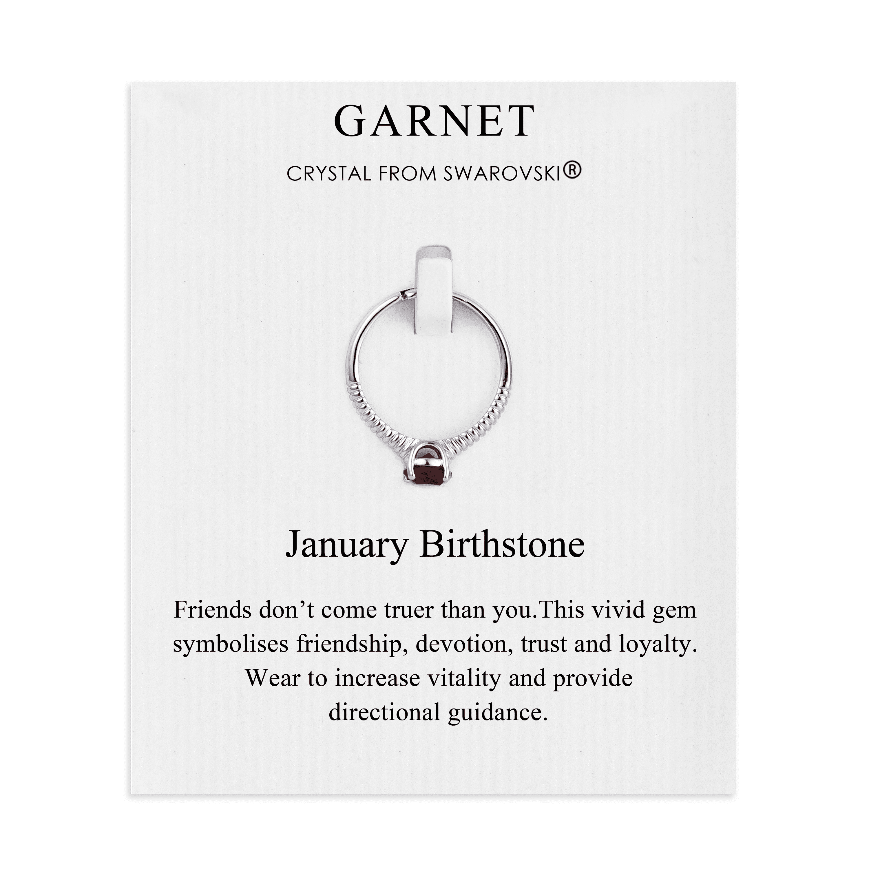 January (Garnet) Adjustable Birthstone Ring Created with Zircondia® Crystals