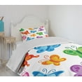 thumbnail image 4 of Ambesonne Butterfly Quilted Bedspread Set 2 Pcs, Colorful Ornate Wings, Twin Size, Multicolor, 4 of 6