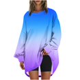 thumbnail image 1 of Swstbby Liquidation d'Économies d'Automne! Hauts d'Automne pour Femmes Grande Taille, Chandail à Col Rond Surdimensionné pour Femmes Imprimé Tunique à Manches Longues Haut Violet m, 1 of 5