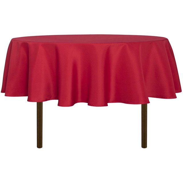 LAICAIW Nappe Ronde - 60 Pouces - Résistante à l'Eau, Anti-Déversement, Lavable, Nappe en Polyester, Tissu Décoratif, Housse de Table pour Table à Manger, Buffets, Fêtes et Camping, Rouge