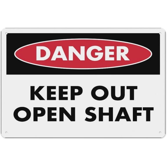 Danger Keep Out Open Shaft Sign 8"x12" - Aluminum Tin Warning for Home Outdoor Garden, Durable Safety Decor for Construction