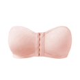 thumbnail image 4 of Gymayou Women's Front Closure Bandeau Bras Wireless Strapless Bras Front Clasp Pink S, 4 of 4