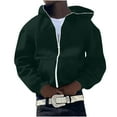 thumbnail image 2 of HOOMEUMY Mens Hoodie Athletic Jacket 2025 Trendy Classic Solid Coat Front Open Jacket Zipper Design Casual Workout Drop Shoulder Clothes Fashion Army Green XL, 2 of 5
