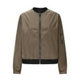 thumbnail image 6 of Htigea Womens Bomber Jacket Coat Casual Stand Collar Zip Up Lightweight Fall Fashion Jackets Outfits with Pockets Brown XL, 6 of 7