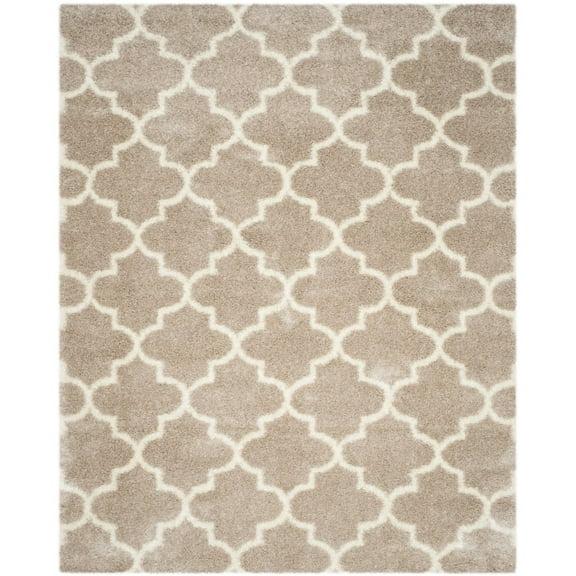 SAFAVIEH Montreal Lennart Geometric Quatrefoils Shag Area Rug, Beige/Ivory, 8'6" x 12'