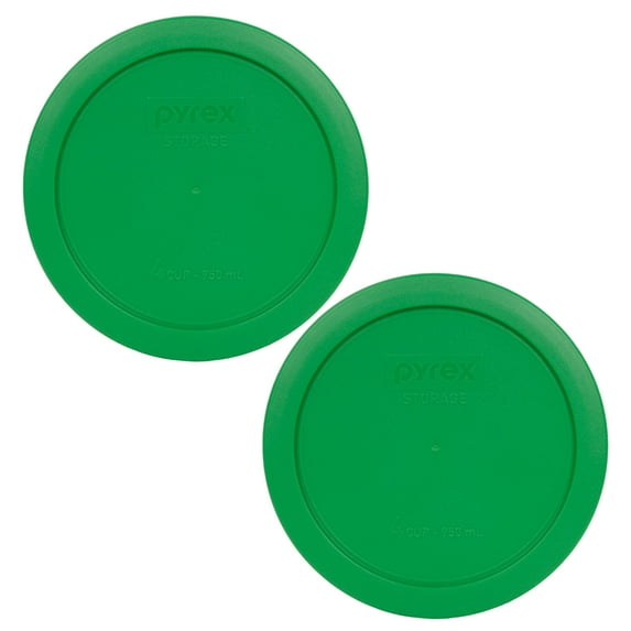 Pyrex 7201-PC Clover Green Round Plastic Food Storage Replacement Lid Cover (2-Pack)