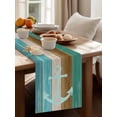 thumbnail image 3 of Nautical Blue Anchor Farm Wood Grain Table Runner 13x36in Non-Slip Cotton Linen Table Runners, Vintage Brown Plank Dresser Scarves TableRunner for Dinner Kitchen Dining Wedding Party, 3 of 9