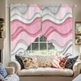 thumbnail image 2 of Pink Gray Swag Curtain Valance for Windows, Ombre Water Ripple Modern Abstract Geometric Window Treatments Short Swag Topper for Kitchen Windows Bathroom Bedroom, 36"x63", 2 of 8