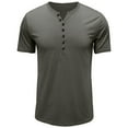 thumbnail image 2 of DDAPJ pyju Mens Cotton Henley Shirts Short Sleeve Crewneck Button T-shirt Solid Color Collarless Casual Workout Tee Lightweight Summer Basic Tees Gray XXL, 2 of 6