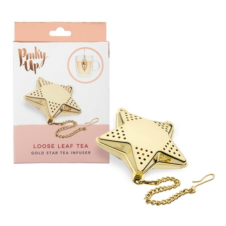 

Pinky Up Star Shaped Tea Ball Loose Leaf Infuser with Chain Hook Gold Finish