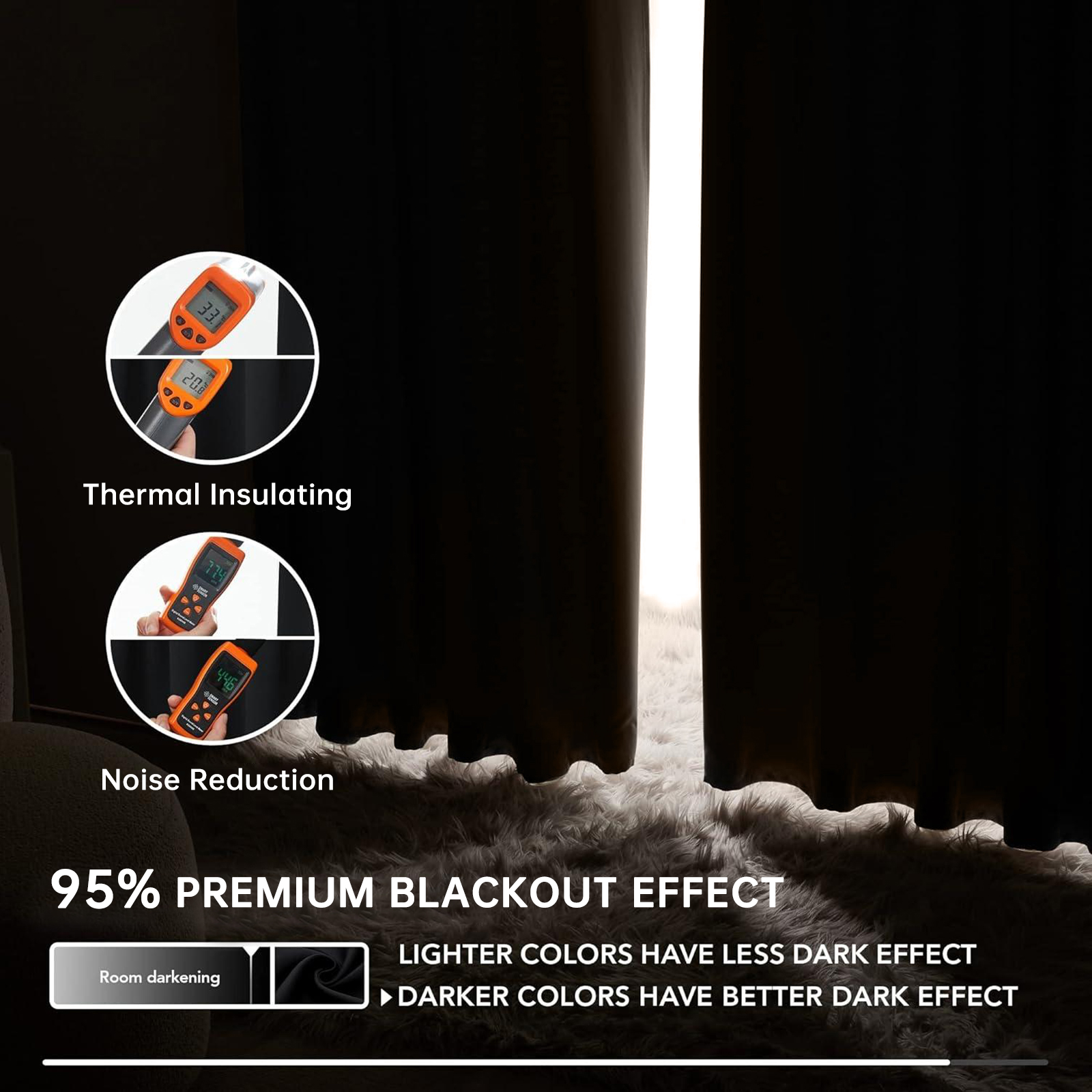 Cshidworld Blackout Curtains, 52"x72", Set of 2, Thermal Insulated, Brown photo 7