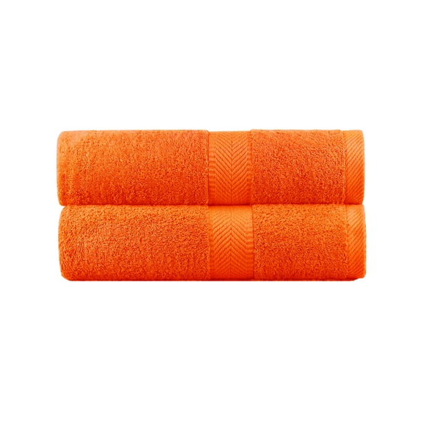 Terry Towels, Bath Towel, Orange, Set of 2