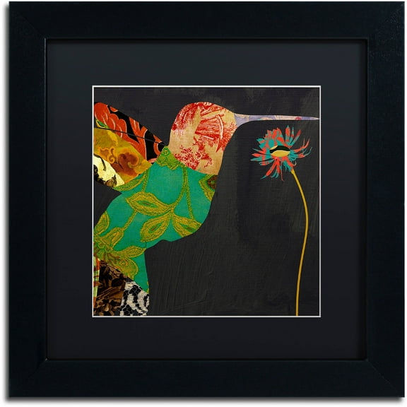 Trademark Fine Art "Hummingbird Brocade IV" Canvas Art by Color Bakery Black Matte, Black Frame