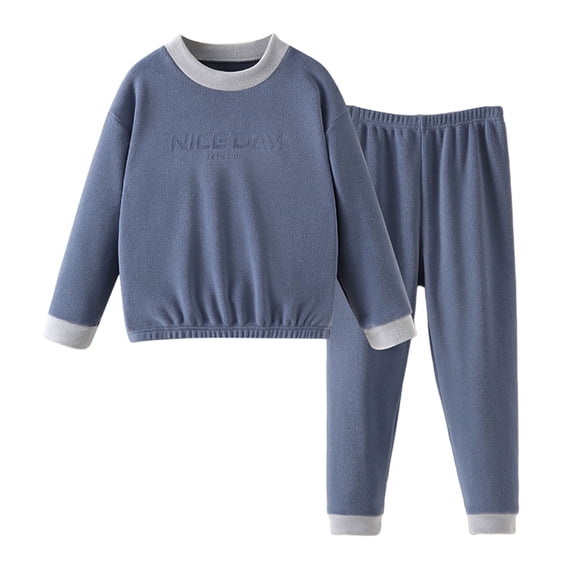 Baby Boy Outfits Warm Solid Print Long Sleeve Crew Neck Top And Trousers 2 Piece Loungewear Boys' Clothing Sets Size 4-5 Years
