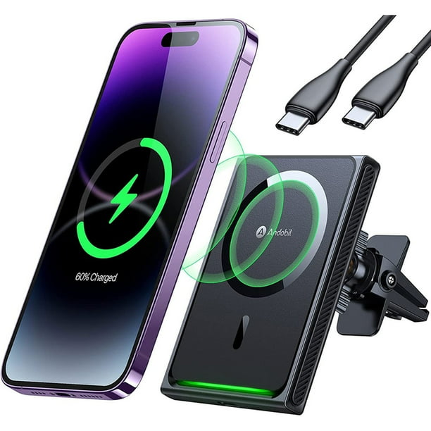 Wireless Car Charger, [15W Fast Charging With Safety ] Compatible Magsafe Car Charger
