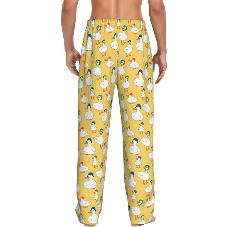 Mens Pajama Pants Bottoms with Pockets Soft Comfort Sleep Pants for Men Cartoon Funny Cute Duck with Hat Mens Pj Pants Lounge Pants Walmart