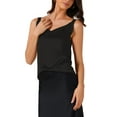 thumbnail image 4 of INSPIRE CHIC Women's Satin V Neck Spaghetti Strap Summer Fall Tank Tops M Black, 4 of 5