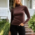 thumbnail image 5 of ABATAB Womens Turtleneck Velvet Top Long Sleeve Workout Casual Shirts Basic Velour Blouse Comfy Soft Clothes, 5 of 7