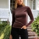 thumbnail image 5 of Karight Women's Dressy Mock Neck Velvet Blouse Long Sleeve Elegant Business Casual Tops Ladies Office Party Shirts, 5 of 5