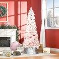 thumbnail image 2 of HOMCOM 5 Foot Artificial Christmas Tree with Metal Base Pink and White, 2 of 10