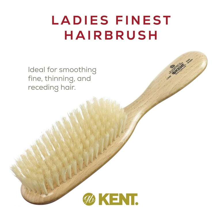Kent LS9D Satinwood Boar Bristle Hair Brush, Soft Bristles for