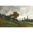 thumbnail image 2 of Karl Pierre Daubigny 24x17 Black Ornate Framed Double Matted Museum Art Print Titled: Shepherdess on the Banks of the River, 2 of 5