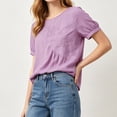 thumbnail image 5 of Lmueinov 2026 Summer Women's Floral Embroidery Cotton Linen Tops, Short Sleeve Crew Neck Casual Loose Blouses M-4XL, 5 of 6