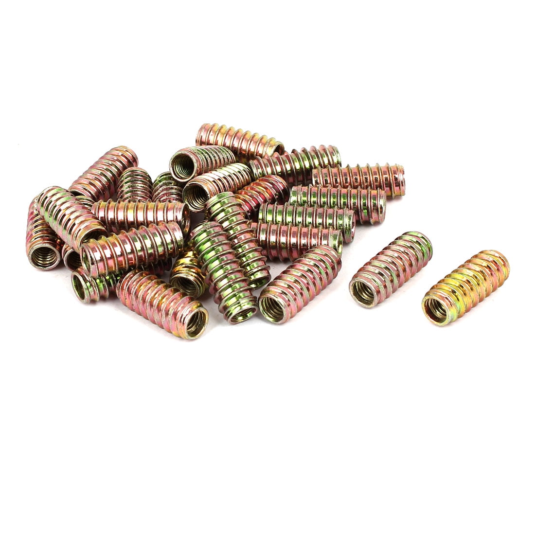 8mm x 30mm Wood Furniture Insert Carbon Steel ENut Threaded Nut 25PCS