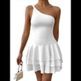thumbnail image 1 of Vestido Mini de Corte A Sin Mangas con Volantes Escalonados, Fruncido y un Hombro para Mujer M, 1 of 9