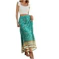 thumbnail image 2 of Women's Skirts Fashion Vintage Printing High Waist Lace Up Split Maxi Skirt Summer Vacation Beach Long Flowy Skirts for Women on Clearance, 2 of 5