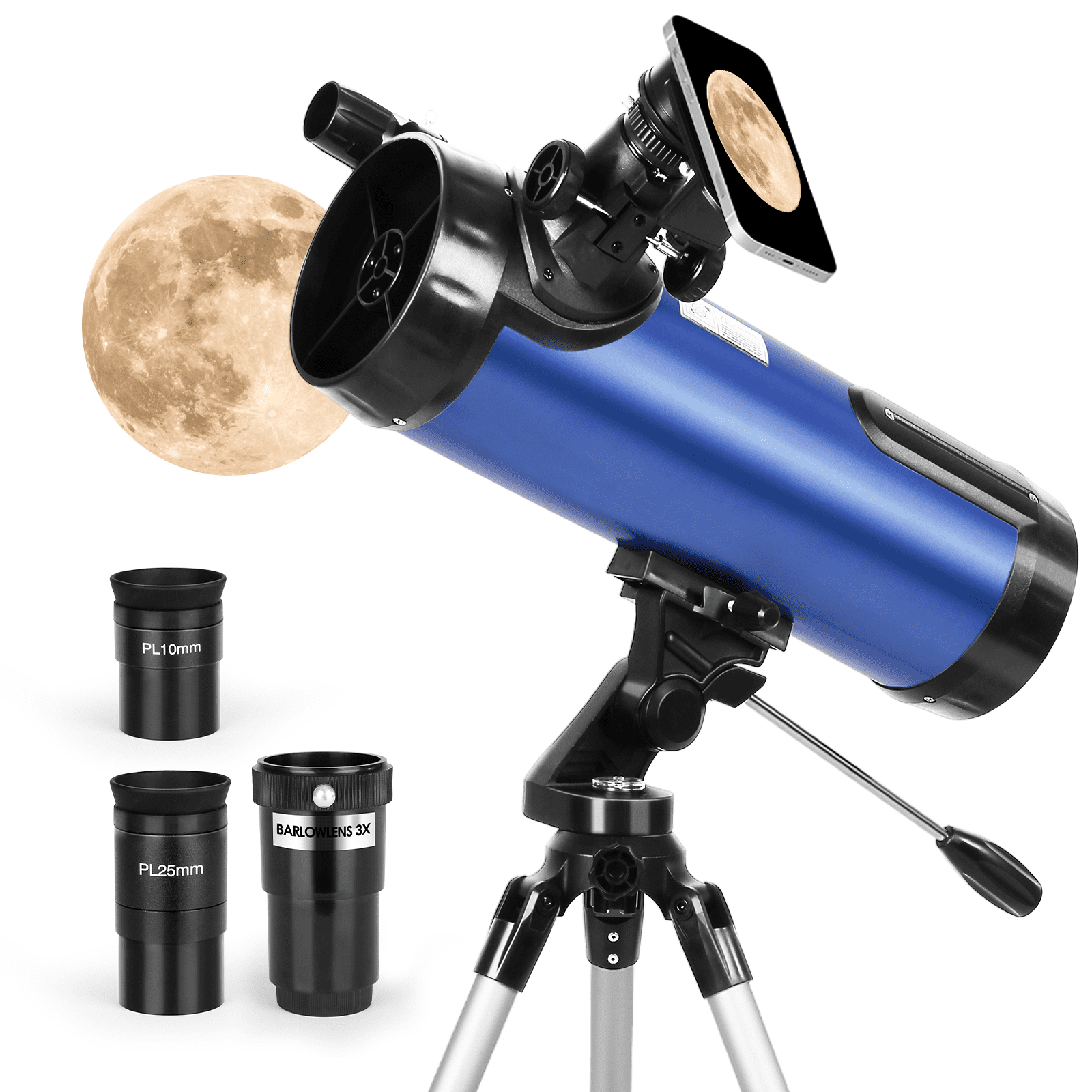60mm Aperture 500mm AZ Mount Telescopes for Astronomy Beginners Refractor Telescope with Adjustable Tripod and Phone Adapter Telescopes for Adults 
