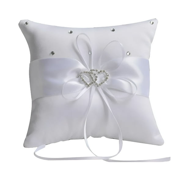 LAMIRO Bridal Wedding Ceremony Ring Bearer Pillow Cushion Crystal Double Colour Heart