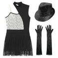 thumbnail image 5 of TiaoBug Women Sparkly Sequin Latin Jazz Dance Outfit Sleeveless Leotard Ballroom Dance Dress Silver XL, 5 of 6
