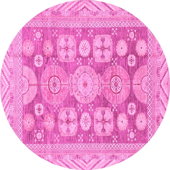 Ahgly Company Indoor Round Oriental Pink Traditional Area Rugs, 4' Round