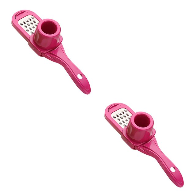 Toystoory Rebanadora de prensa de ajo, 1 unidad, cocina , rebanadora de ajo de acero inoxidable, herramienta antideslizante para rebanar rojo 2Conjunto
