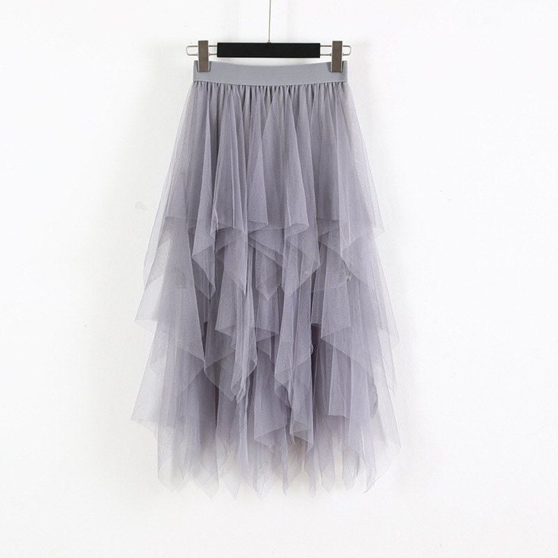 Women's Elastic Waist Ballet Layered Princess Mesh Tulle Midi Skirt -  Walmart.com