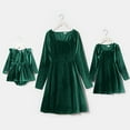 thumbnail image 6 of FYMNSI Mommy and Me Christmas Outfit Square Neck Velvet Dresses Holiday Party Family Matching Dress Dark Green (Baby 12-18 Months), 6 of 8
