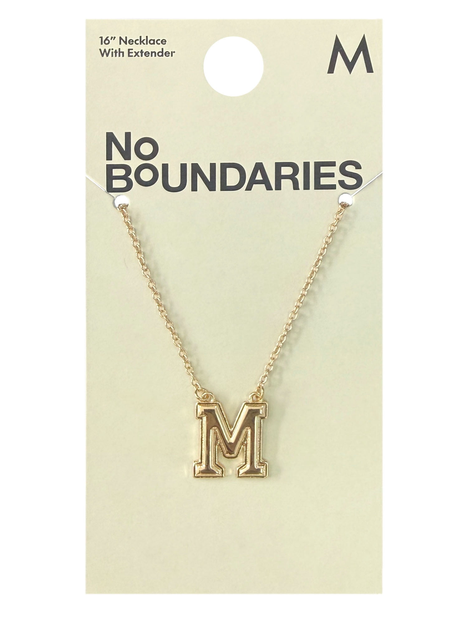 No Boundaries Essentials Varsity Initial "M" Gold-Plated Necklace