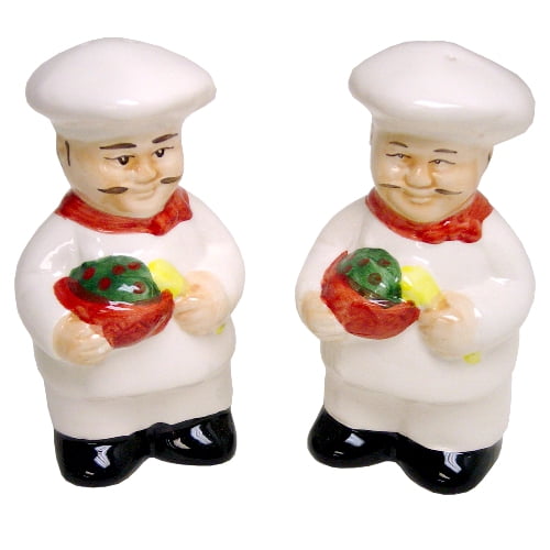 Ebros Bon Appetit Wine Master Standing Chef Salt And Pepper Shakers Holder Figurine 6 1/8Tall