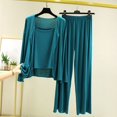 thumbnail image 2 of CQXIDFH Womens Pajamas Sets Plus Size 3 Piece Pajama Set Off Shoulder Top Cardigan with Pants Pockets Loungewear Comfy Soft Sleepwear, 2 of 3
