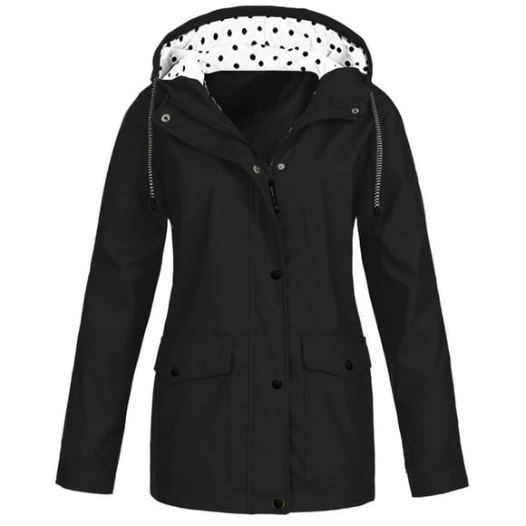Timegard Rain Jackets for Women Plus Size Zip up Hoodies Jackets Mid Long Lightweight Outdoor Hiking Coat