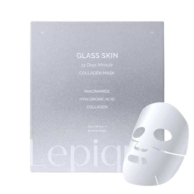 Mascarilla de colágeno Lepique GLASS SKIN 14Days Miracle 42 g x 4 unidades