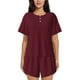 thumbnail image 1 of Balery Maroon Conjunto de Pijama para Mujer con Estampado, Dos Piezas de Manga Corta y Shorts, Ropa de Dormir Suave con Cuello Redondo y Bolsillos-Large, 1 of 6