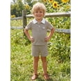 thumbnail image 5 of Cenuakty Toddler Boys 6M-4T Summer Outfits Sun Embroidery Stripe Buttons Short Sleeve T-Shirts Elastic Waist Shorts 2Pcs Clothes Set, 5 of 9